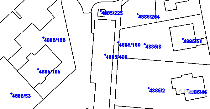 Parcela st. 4885/106 v KÚ Jihlava, Katastrální mapa