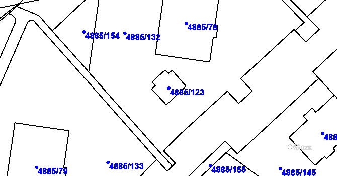 Parcela st. 4885/123 v KÚ Jihlava, Katastrální mapa