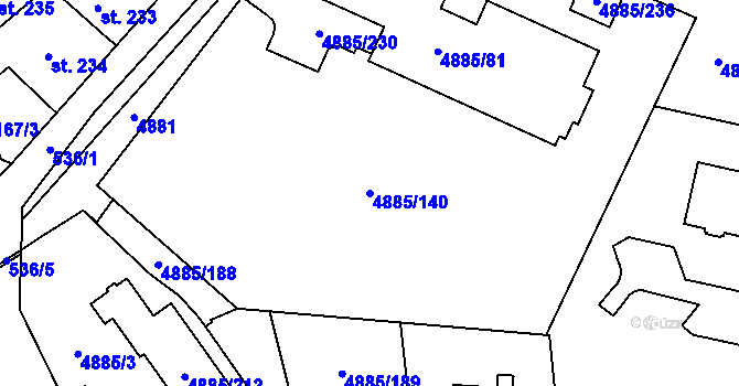 Parcela st. 4885/140 v KÚ Jihlava, Katastrální mapa