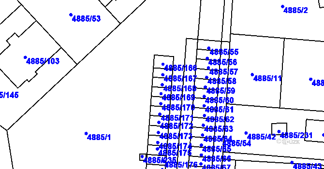 Parcela st. 4885/168 v KÚ Jihlava, Katastrální mapa