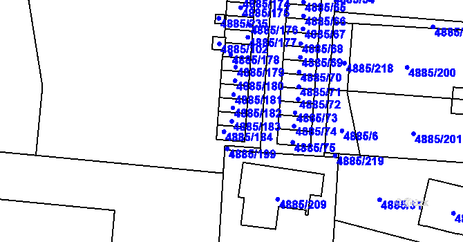 Parcela st. 4885/183 v KÚ Jihlava, Katastrální mapa