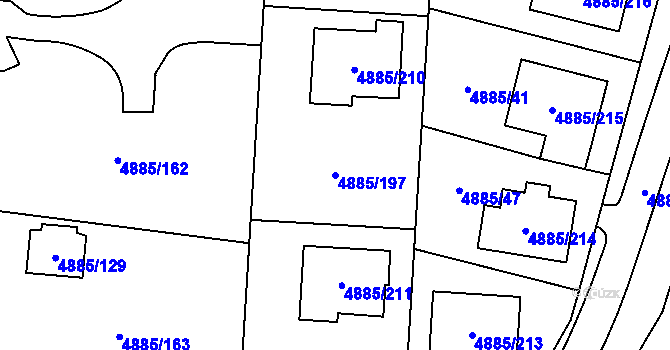 Parcela st. 4885/197 v KÚ Jihlava, Katastrální mapa