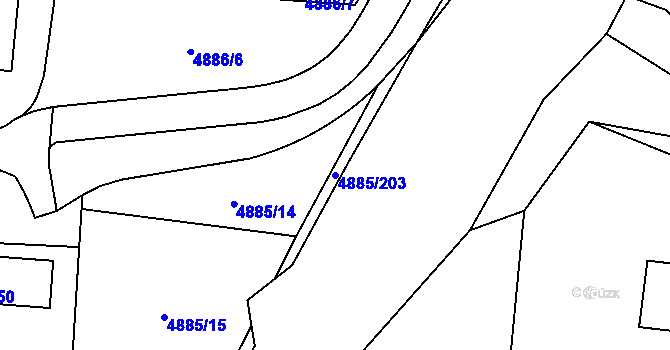 Parcela st. 4885/203 v KÚ Jihlava, Katastrální mapa