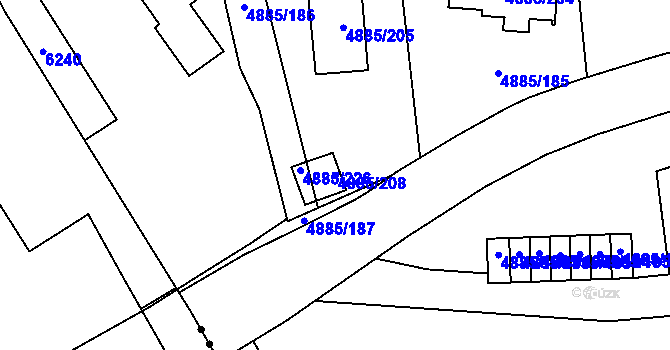 Parcela st. 4885/208 v KÚ Jihlava, Katastrální mapa