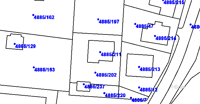 Parcela st. 4885/211 v KÚ Jihlava, Katastrální mapa