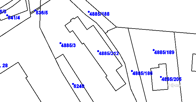 Parcela st. 4885/212 v KÚ Jihlava, Katastrální mapa