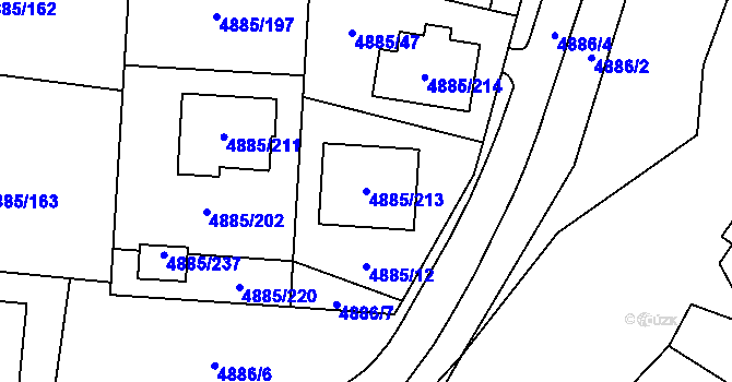 Parcela st. 4885/213 v KÚ Jihlava, Katastrální mapa