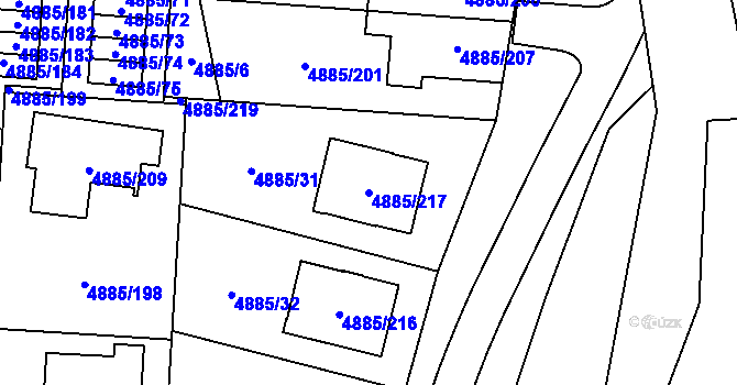 Parcela st. 4885/217 v KÚ Jihlava, Katastrální mapa