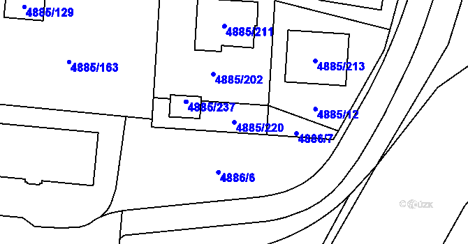 Parcela st. 4885/220 v KÚ Jihlava, Katastrální mapa