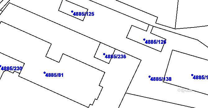 Parcela st. 4885/236 v KÚ Jihlava, Katastrální mapa