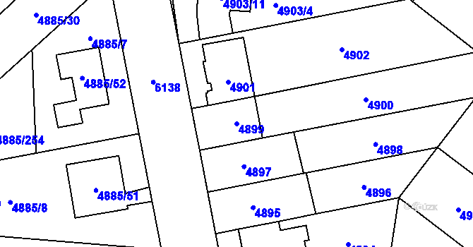 Parcela st. 4899 v KÚ Jihlava, Katastrální mapa