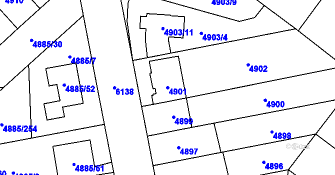 Parcela st. 4901 v KÚ Jihlava, Katastrální mapa