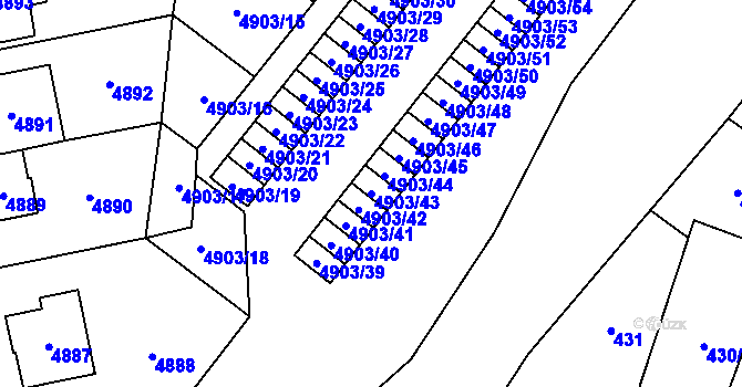 Parcela st. 4903/43 v KÚ Jihlava, Katastrální mapa