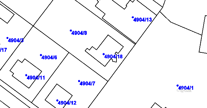 Parcela st. 4904/18 v KÚ Jihlava, Katastrální mapa
