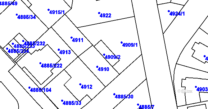 Parcela st. 4909/2 v KÚ Jihlava, Katastrální mapa