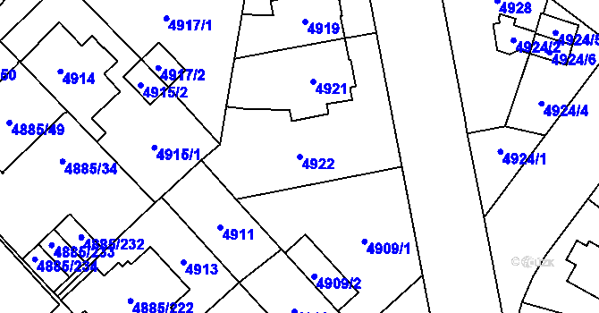Parcela st. 4922 v KÚ Jihlava, Katastrální mapa