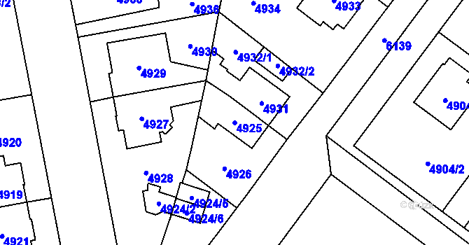 Parcela st. 4925 v KÚ Jihlava, Katastrální mapa