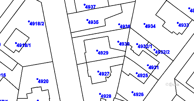 Parcela st. 4929 v KÚ Jihlava, Katastrální mapa