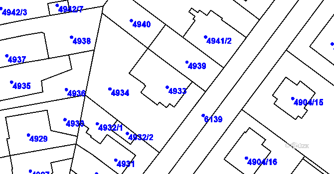 Parcela st. 4933 v KÚ Jihlava, Katastrální mapa