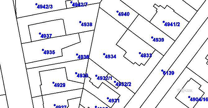 Parcela st. 4934 v KÚ Jihlava, Katastrální mapa
