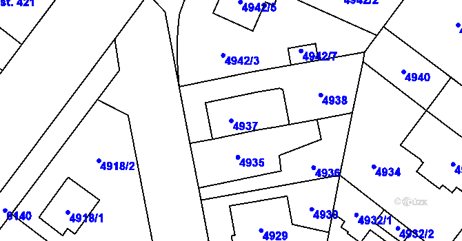 Parcela st. 4937 v KÚ Jihlava, Katastrální mapa