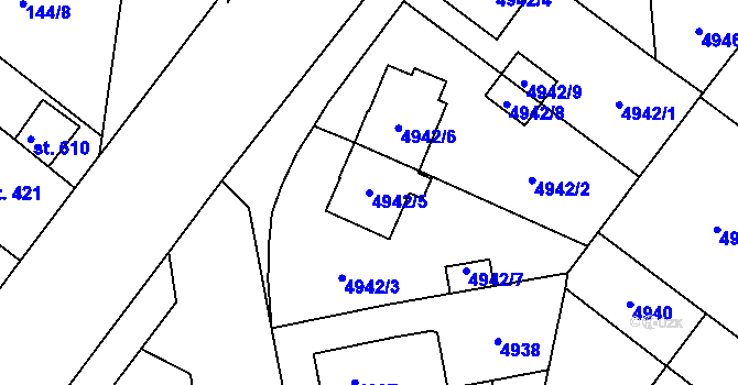 Parcela st. 4942/5 v KÚ Jihlava, Katastrální mapa