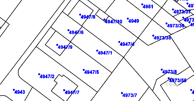 Parcela st. 4947/1 v KÚ Jihlava, Katastrální mapa