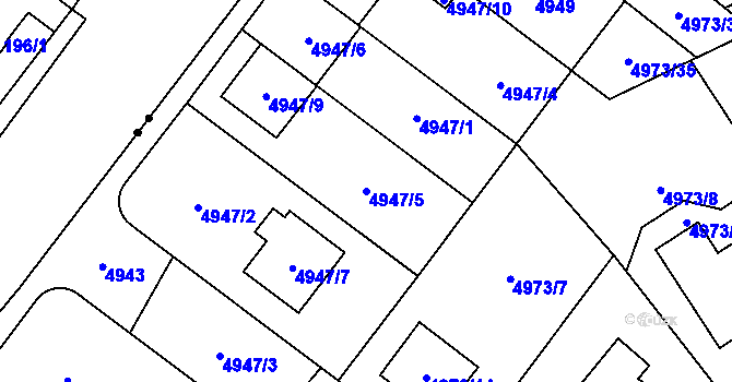 Parcela st. 4947/5 v KÚ Jihlava, Katastrální mapa