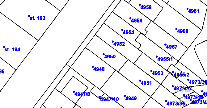 Parcela st. 4950 v KÚ Jihlava, Katastrální mapa