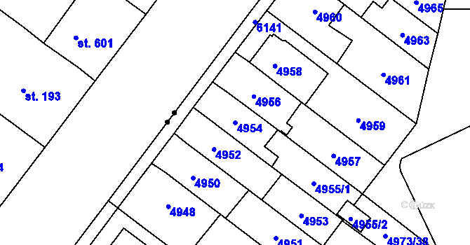 Parcela st. 4954 v KÚ Jihlava, Katastrální mapa