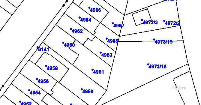 Parcela st. 4963 v KÚ Jihlava, Katastrální mapa