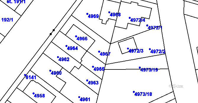 Parcela st. 4967 v KÚ Jihlava, Katastrální mapa