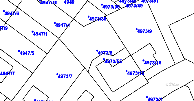 Parcela st. 4973/8 v KÚ Jihlava, Katastrální mapa