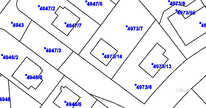 Parcela st. 4973/14 v KÚ Jihlava, Katastrální mapa