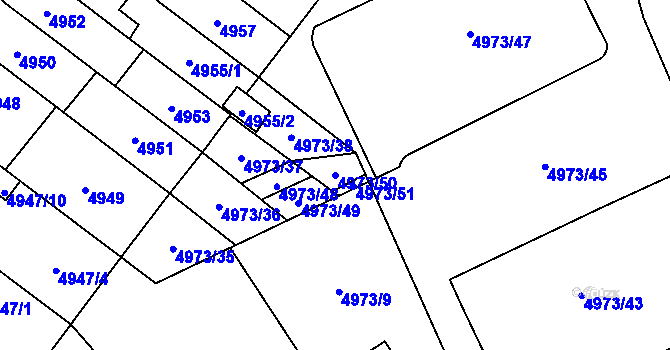 Parcela st. 4973/50 v KÚ Jihlava, Katastrální mapa