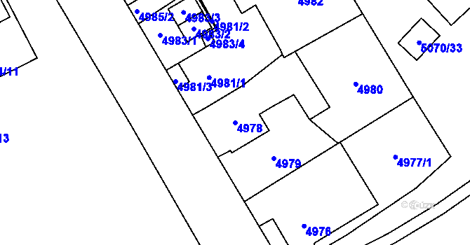 Parcela st. 4978 v KÚ Jihlava, Katastrální mapa