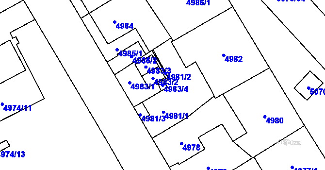 Parcela st. 4983/4 v KÚ Jihlava, Katastrální mapa