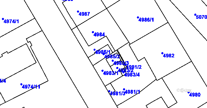 Parcela st. 4985/2 v KÚ Jihlava, Katastrální mapa
