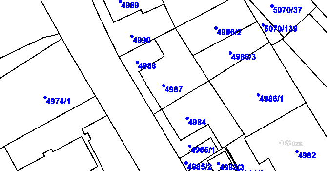Parcela st. 4987 v KÚ Jihlava, Katastrální mapa