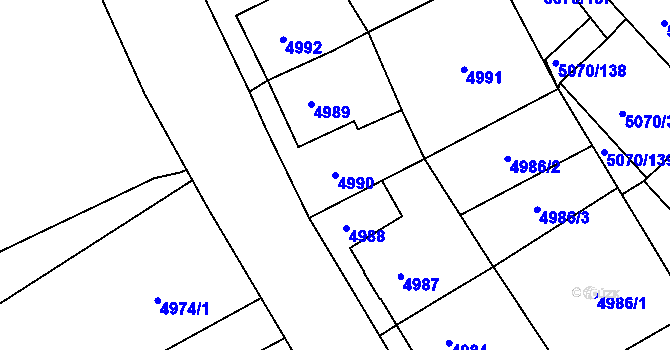 Parcela st. 4990 v KÚ Jihlava, Katastrální mapa
