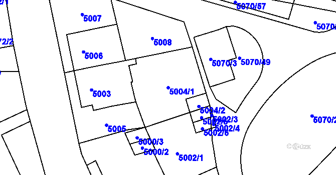 Parcela st. 5004/1 v KÚ Jihlava, Katastrální mapa