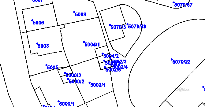 Parcela st. 5004/2 v KÚ Jihlava, Katastrální mapa