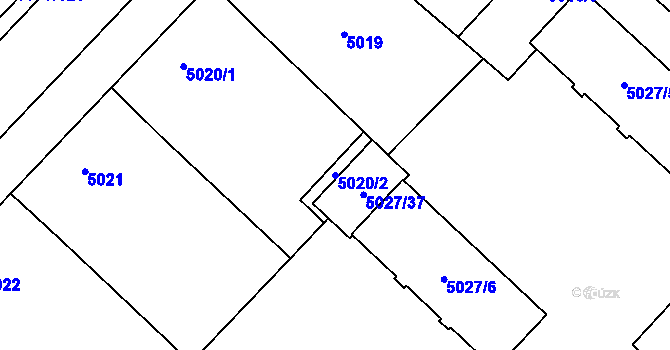 Parcela st. 5020/2 v KÚ Jihlava, Katastrální mapa