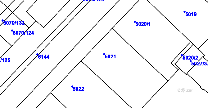 Parcela st. 5021 v KÚ Jihlava, Katastrální mapa
