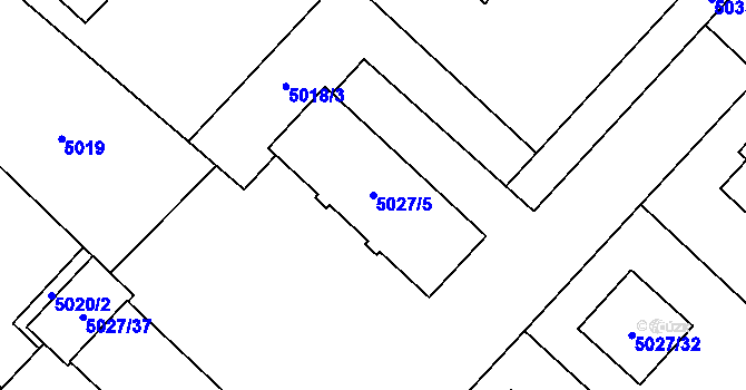 Parcela st. 5027/5 v KÚ Jihlava, Katastrální mapa