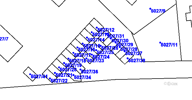 Parcela st. 5027/25 v KÚ Jihlava, Katastrální mapa