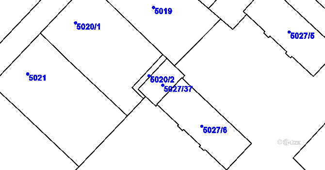 Parcela st. 5027/37 v KÚ Jihlava, Katastrální mapa