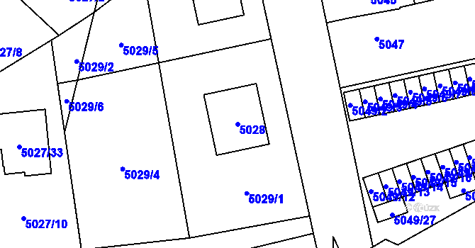 Parcela st. 5028 v KÚ Jihlava, Katastrální mapa