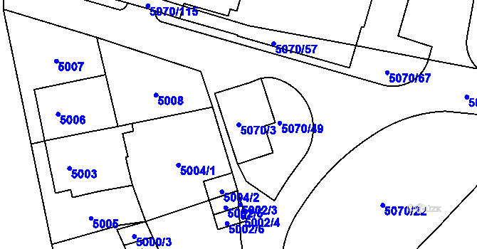 Parcela st. 5070/3 v KÚ Jihlava, Katastrální mapa