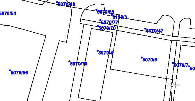 Parcela st. 5070/4 v KÚ Jihlava, Katastrální mapa